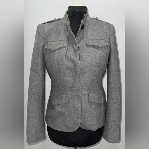 Banana Republic Jackets & Blazers - Banana Republic Grey Buttoned Wool Nehru Military Style Jacket  - Size 6